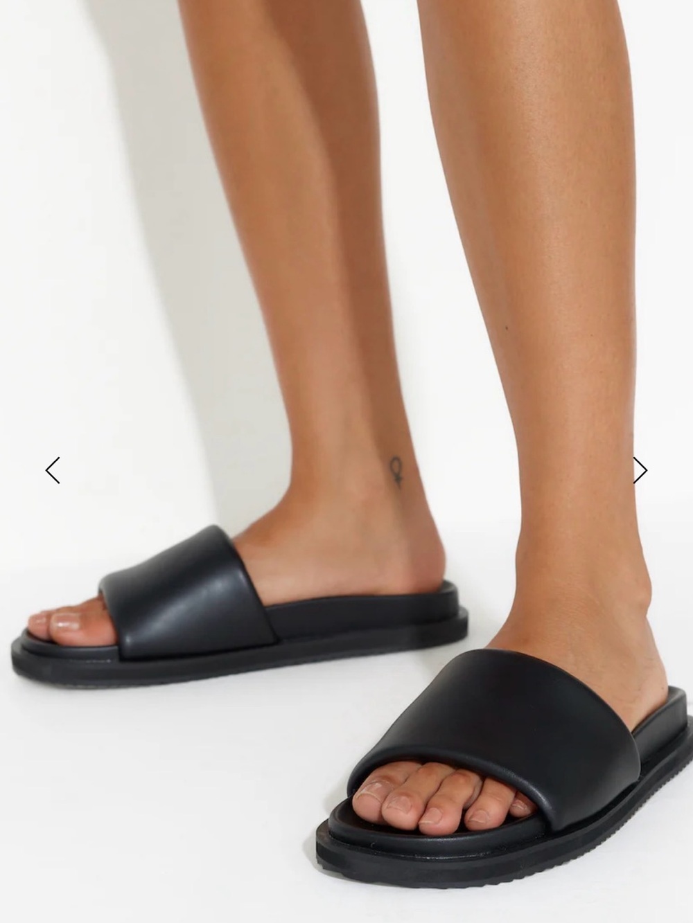 Billini Black Wide Strap Slide Sandals